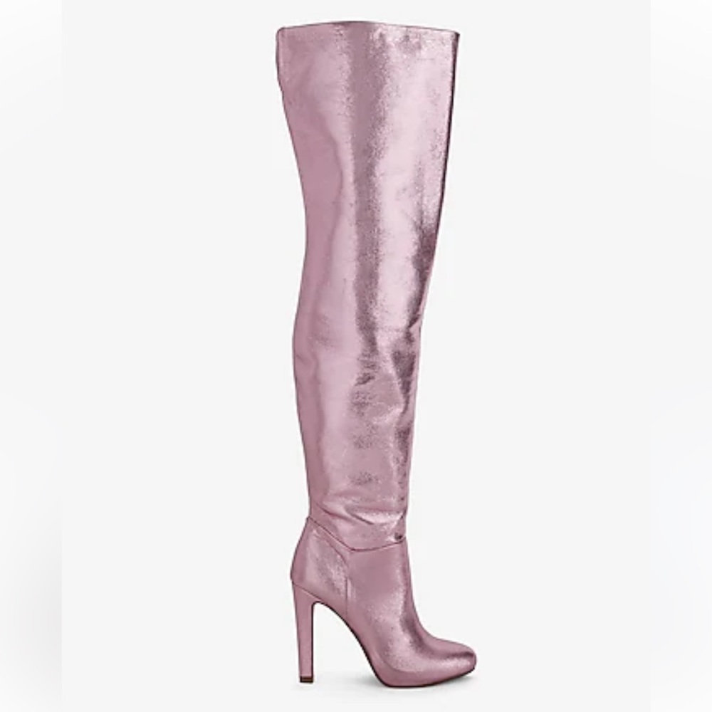 Brian Atwood x Express Metallic Over The Knee Heeled Boots 8.5